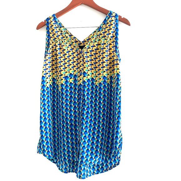 Marc Jacobs Sleeveless Multicolor Geometric Silk Button Up Blouse Size XS - Picture 1 of 16